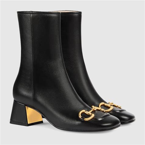 gucci leather mid heel ankle boot|gucci ankle boots horsebit.